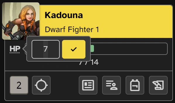 character card with hp editing